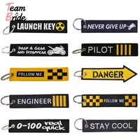 remove before flight chain keychain launch key chain bijoux keychains for motorcycles and cars black key tag embroidery key fobs
