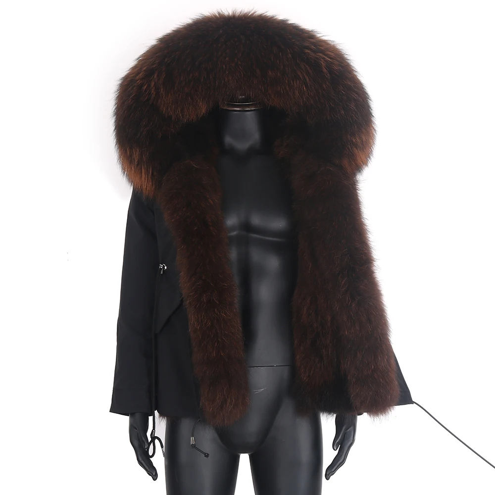 Мужская зимняя парка со съемным мехом енота и лисы размеры до 7XL