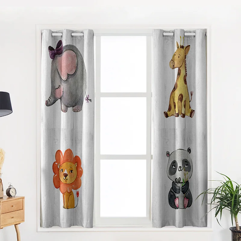 Оконные шторы из зернистой древесины с животными занавески для комнаты большие