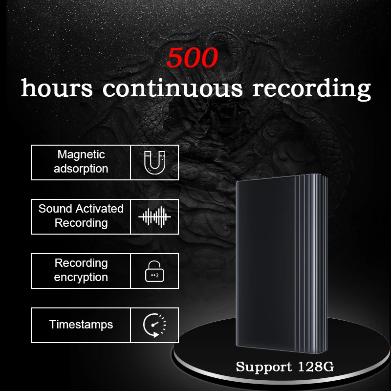 XIXI SPY-مسجل صوت رقمي احترافي ، 500 ساعة ، قلم إكتافون ، مفتاح فلاش صغير