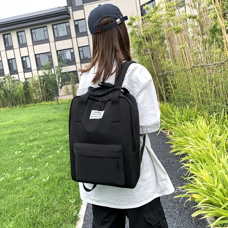 

Simple And Fashionable Women's Backpack Nylon Solid Color Waterproof Student School Bag Large Capacity Light Travel Bags