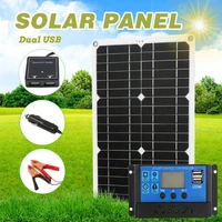 12v 60w protable solar panel kit 2 usb charger port with 10a solar charge controller off grid monocrystalline module