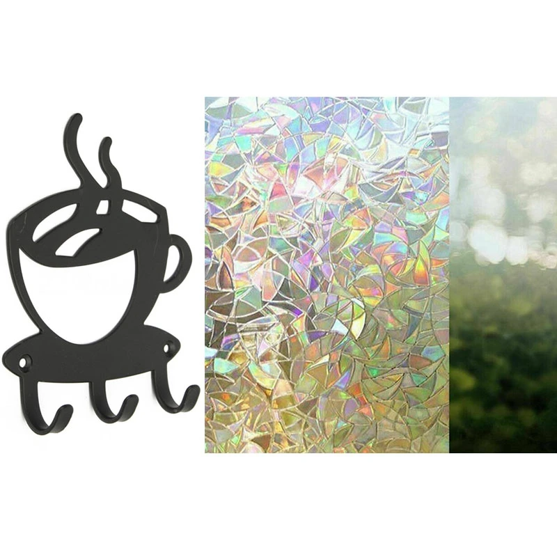 

Домашние декоративные Кофе 3 ключ крюк стеллаж для выставки товаров с 3D оконная пленка светоотражающие декоративные конфиденциальности ст...