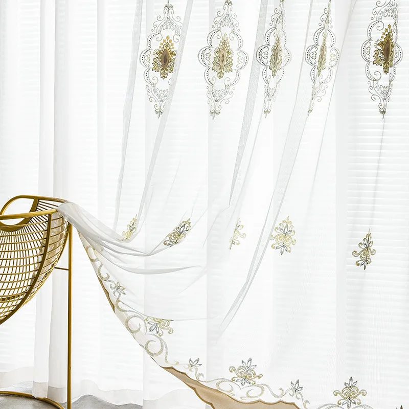 

Fashion Simple European Curtains Villa Bedroom Living Room Embroidered Curtains