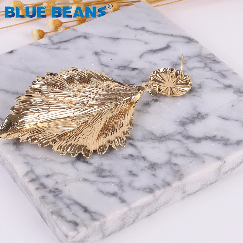 Простые Модные висячие серьги с листьями серебряными и золотыми подвесками для