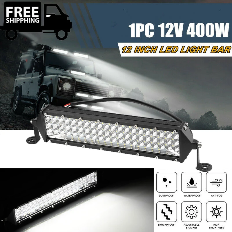 

1Pcs 12inch 88LED White Work Light Bar Flood Pods Driving Off-Road Tractor Floodlight 4WD 9-48V For Front Fog/Driving Lights