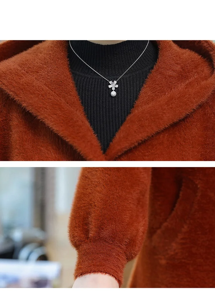 Классическое пальто новинка зимы большой размер норковый кашемировый свитер