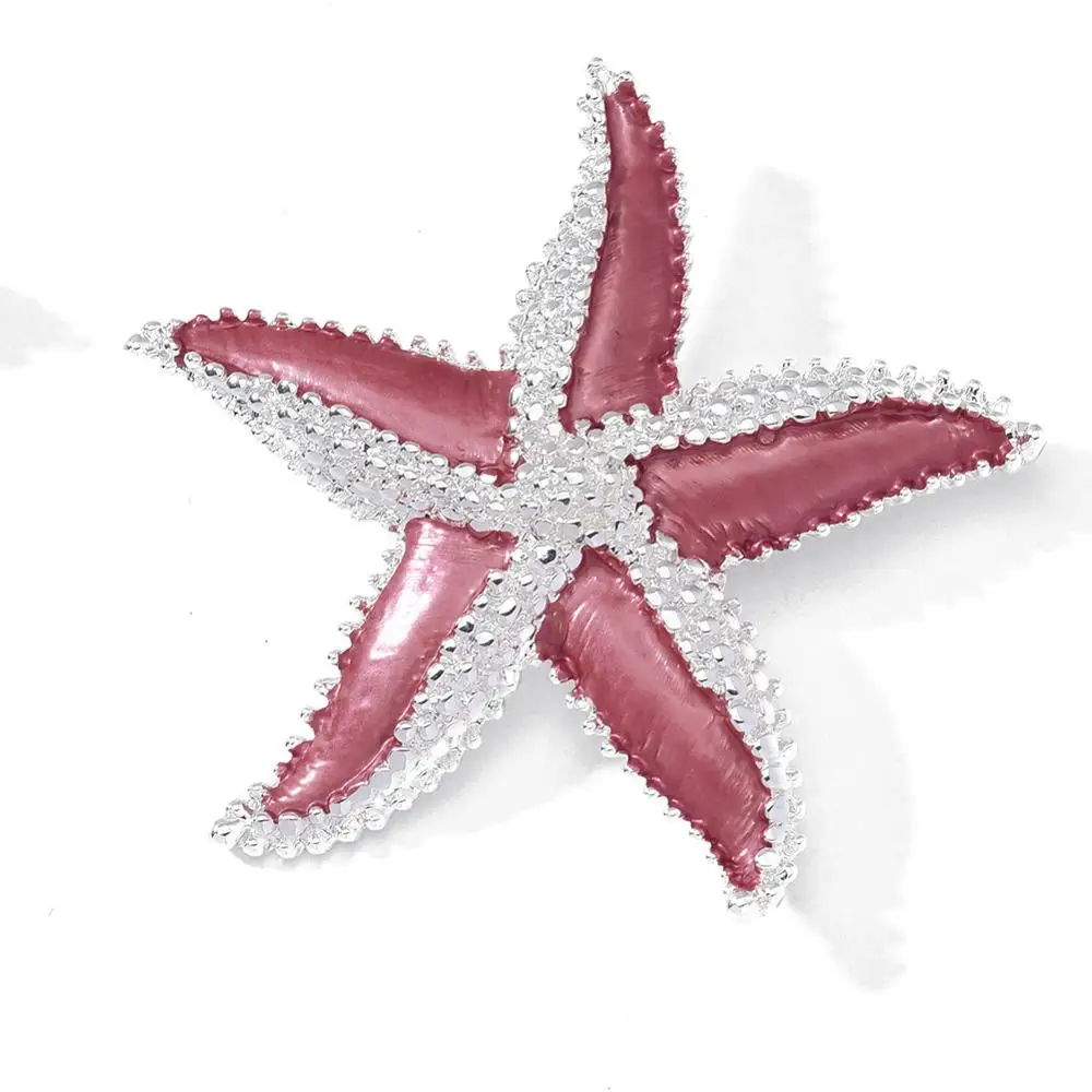 Продажа модных брошей-заколок с морской звездой для женщин. Крупная голубая эмаль, сплав металлов. Брошь-заколка на грудь в виде украшения. Модные украшения. День рождения.