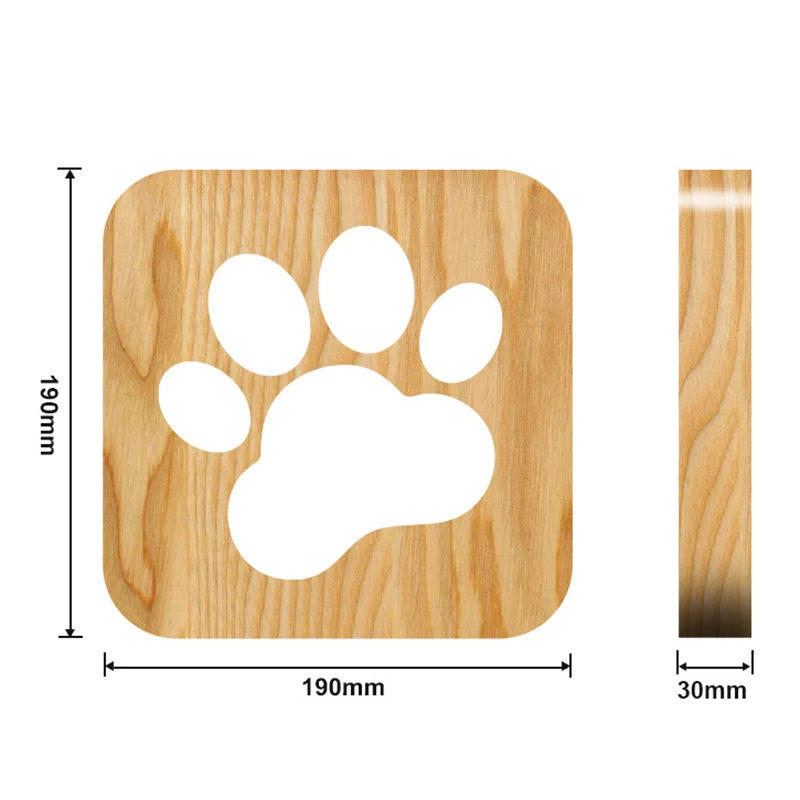 Горячий светодиодный светильник в форме собачьей лапы с резьбой по дереву полый