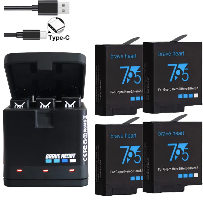 Высококачественная полностью расшифрованная батарея Go pro hero 5 Аккумулятор для GoPro