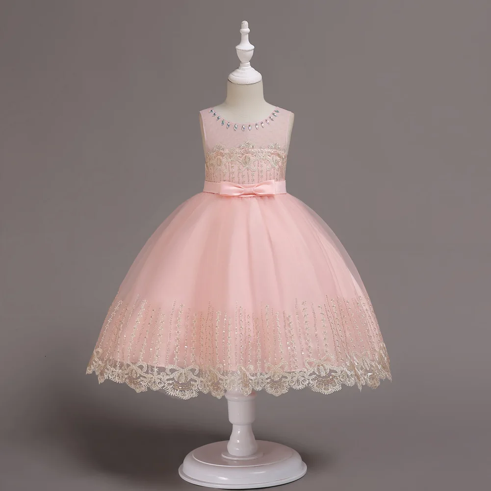 Платья для девочек с круглым вырезом без рукавов бантом трапециевидной юбкой