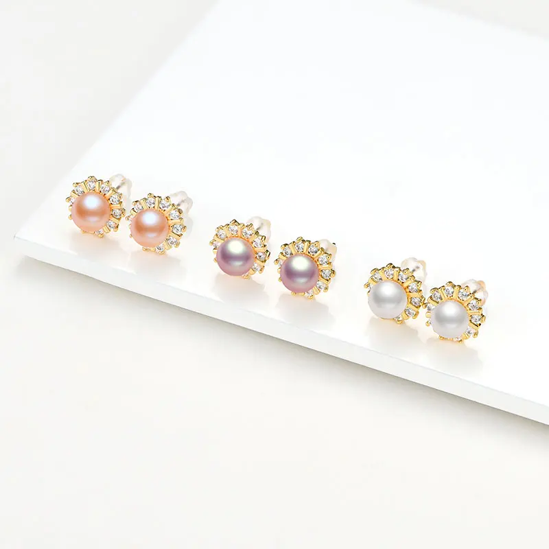 

Lnngy 14K Gold Filled Stud Earrings 6-6.5mm Natural Freshwater Pearl Stud Earrings Women Wedding Party Fine Jewelry Earrings