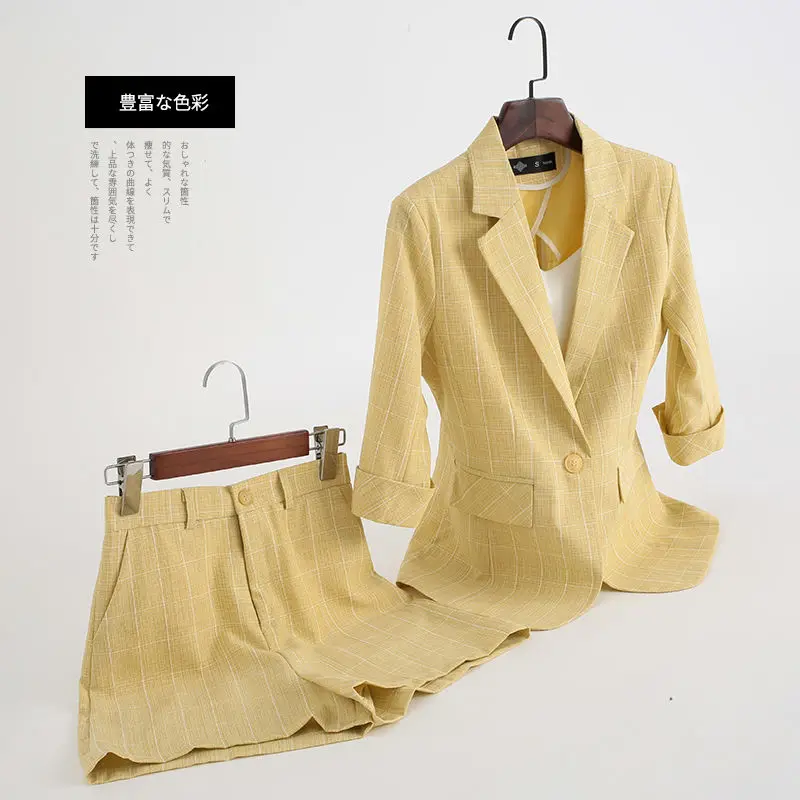 Блейзер больших размеров клетчатая куртка Женская мода Женский блейзер + брюки