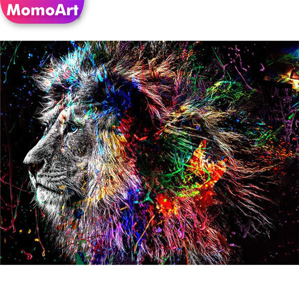 

Momoart Diamond Painting Lion Picture Of Rhinestones Diamond Embroidery Animal 5D Mosaic Full Kits Needlework Decor For Home