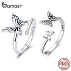 bamoer регулируемое кольцо из серебра 925 пробы,женское окрытое кольцо с бабочками,изящное украшение для помолвки,вечеринки,подарки