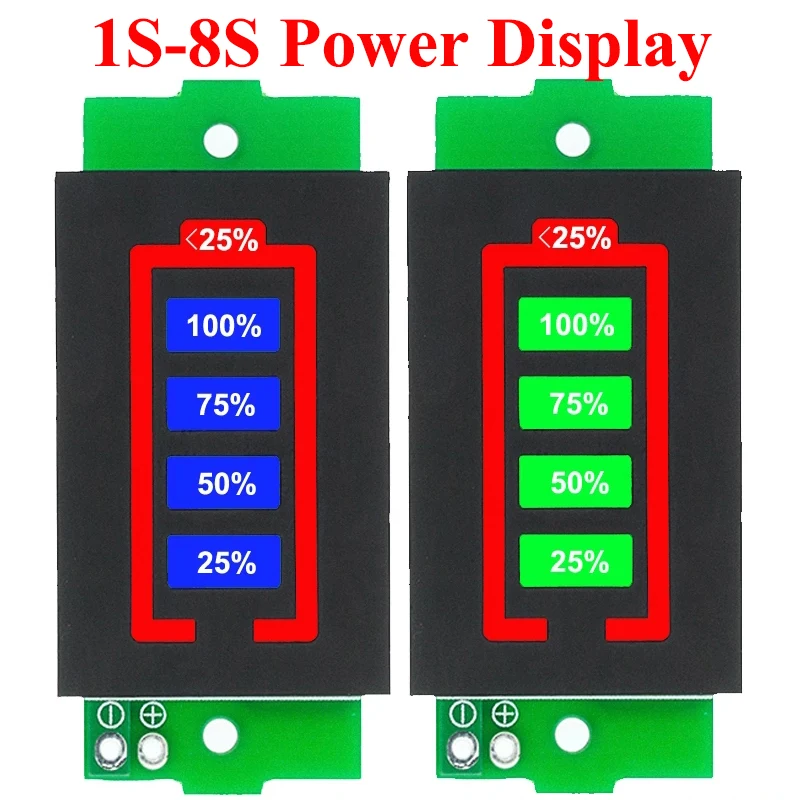 1S-8S 3.7V Lithium Battery Capacity Indicator Module Electric Vehicle Battery Power Tester Li-ion 1-8S Low Voltage Buzzer Alarm