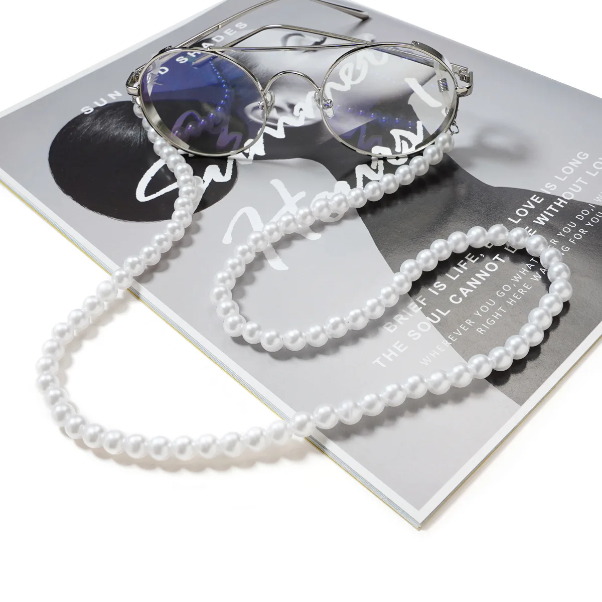 Бисером очки шнур Винтаж цепочка для очков имитация с жемчугом Нескользящая цепи