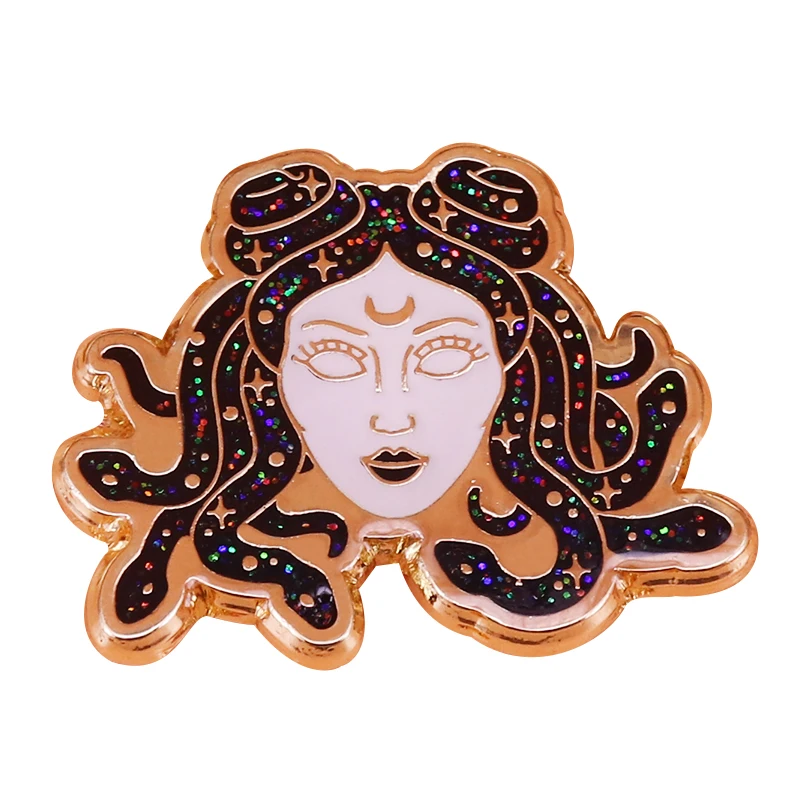 Галактика Medusa блестящая золотая заколка для лацкана космические эстетические