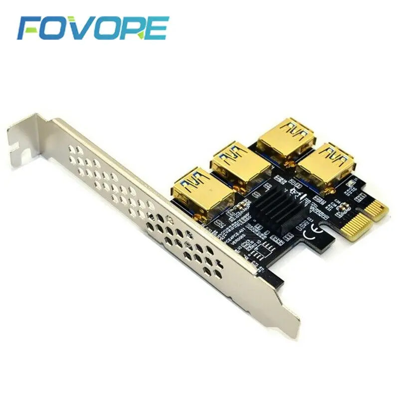 Riser USB 3 0 PCI Express 1x к 16x карта адаптера PCIE 1 до 4 слот PCIe Порты и разъёмы для