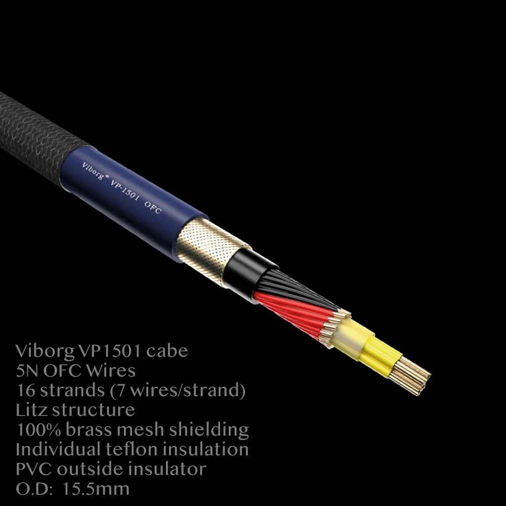 Кабель питания переменного тока Viborg EU IEC320 шнур 5N OFC проводник структура Litz 24 К