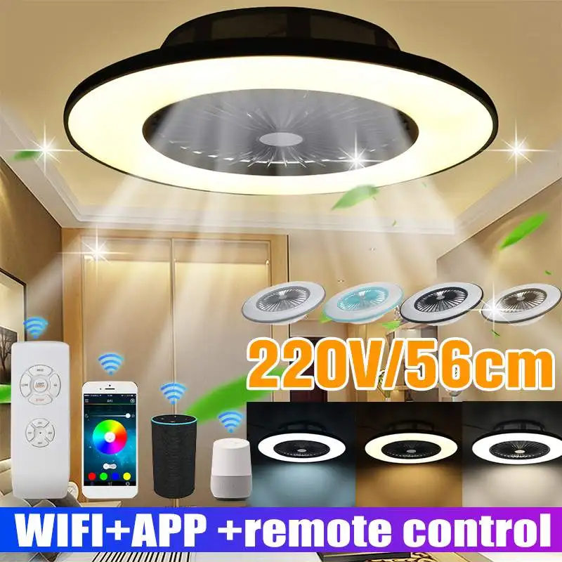 Современный светодиодный потолочный вентилятор с Wi Fi лампа дистанционным