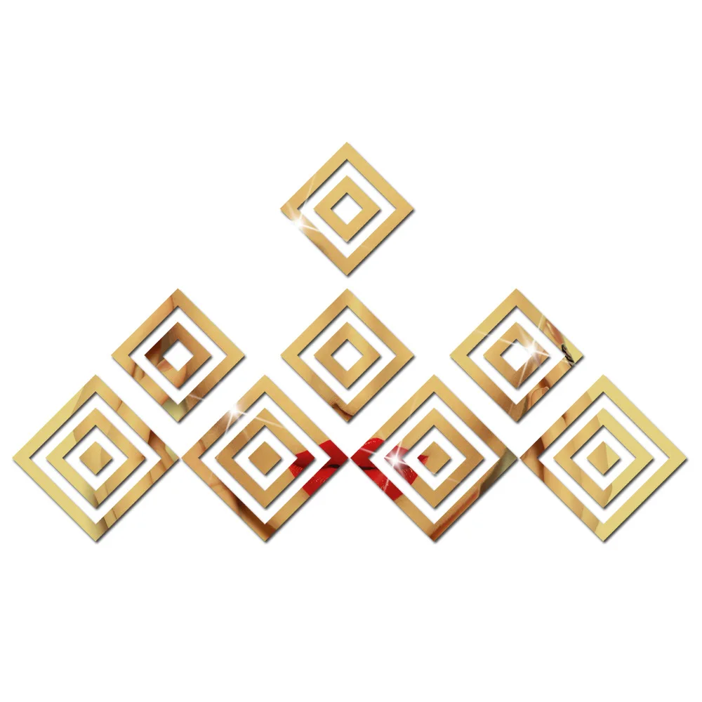 

20 шт. полые квадратные акриловые зеркальные настенные наклейки, спальня, гостиная, Декор, аксессуары для украшения дома