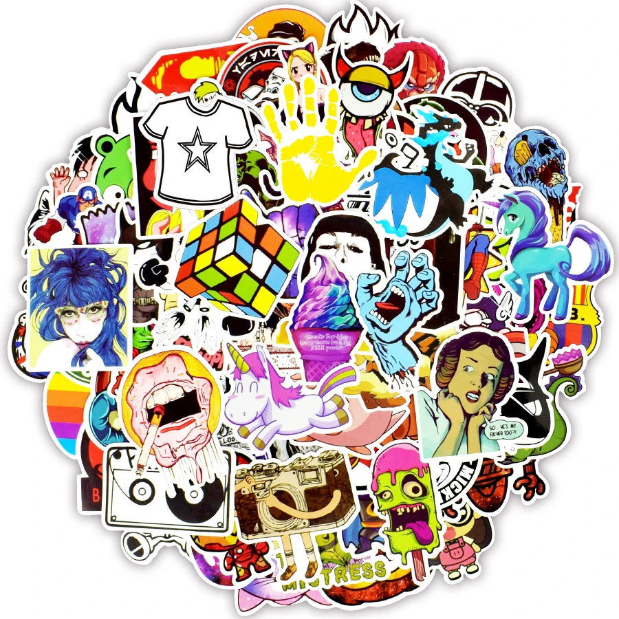 100 штук случайный смешанный Стикеры с героями мультфильмов в стиле панк граффити