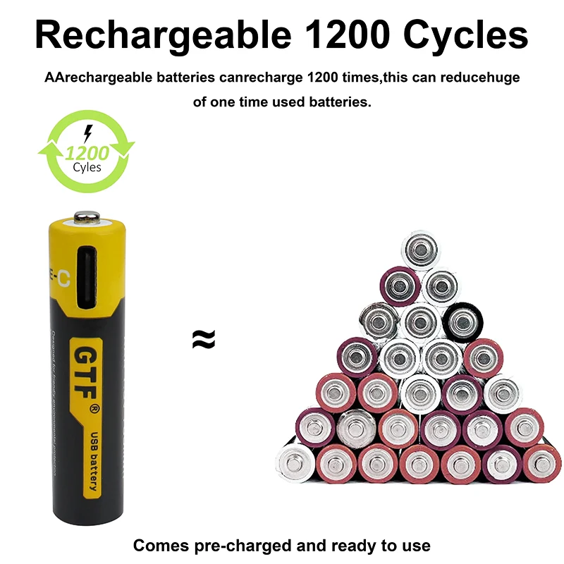 USB Type-C Charging AAA battery 1.5V 500mah 750 mWh Lithium ion Battery 4 in 1 Type C Charg Cable LED Indicator | Электроника