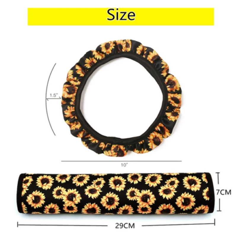 4 шт./компл. неопрен Подсолнух чехол рулевого колеса автомобиля ремень