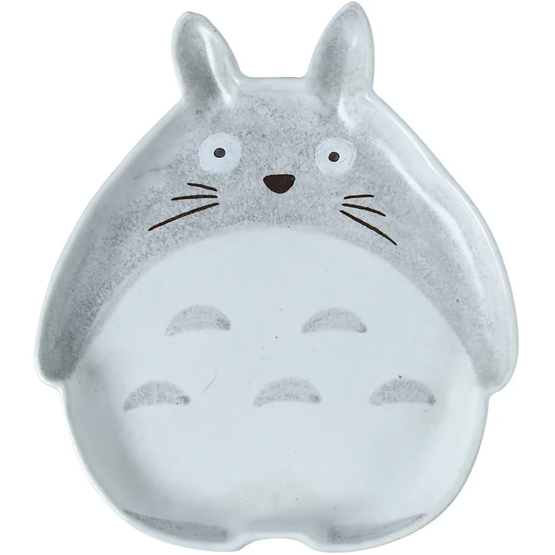 

Handpainted Totoro Bowl Plate Spoon Set Cartoon Tableware