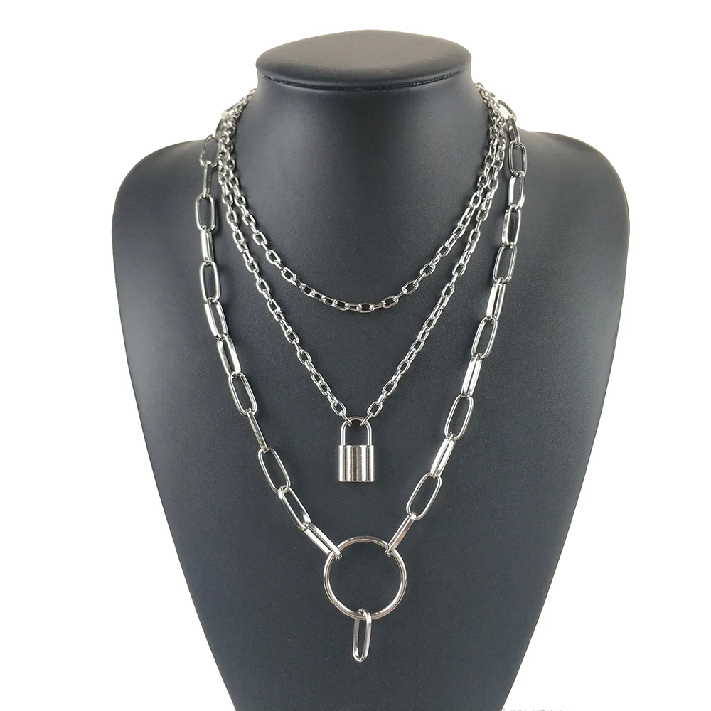 Новые многослойные звенья цепочка на шею замок в форме сердца женский мужской