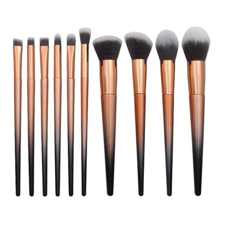 

10 Gradient Makeup Brush Set Round Diamond Handle Beauty Tool Loose Paint Bevel Trimming Blush Flame Highlight Medium Eye