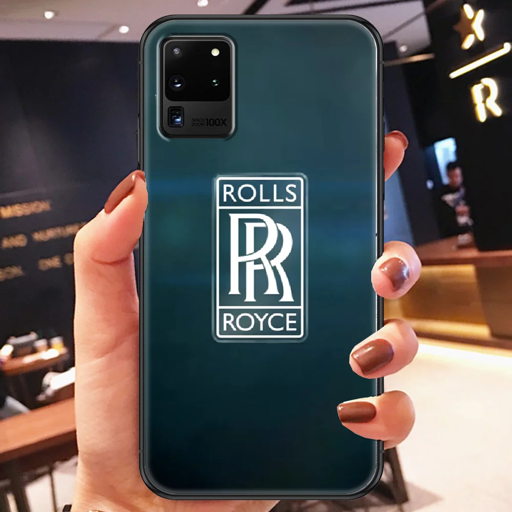 

rolls luxury car logo royces Phone case For Samsung Galaxy Note 4 8 9 10 20 S8 S9 S10 S10E S20 Plus UITRA Ultra black silicone