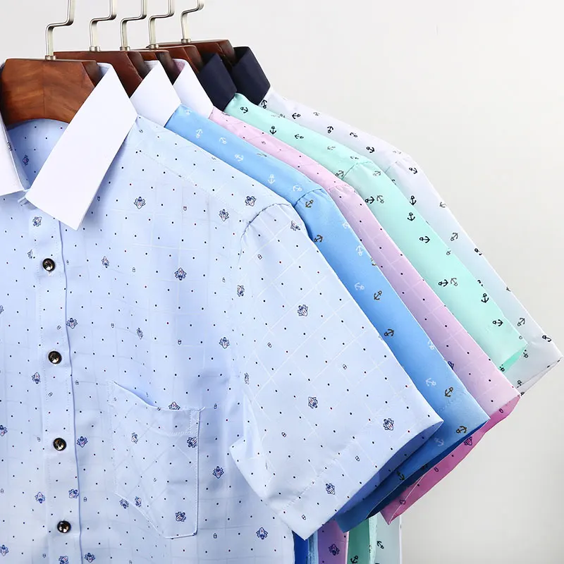 Рубашка мужская с принтом модная сорочка короткими рукавами в повседневном