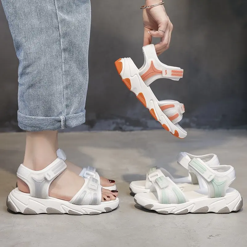 

2020 summer new color matching sandals thick bottom increased sandals female fashion wild sports casual sandals Z934