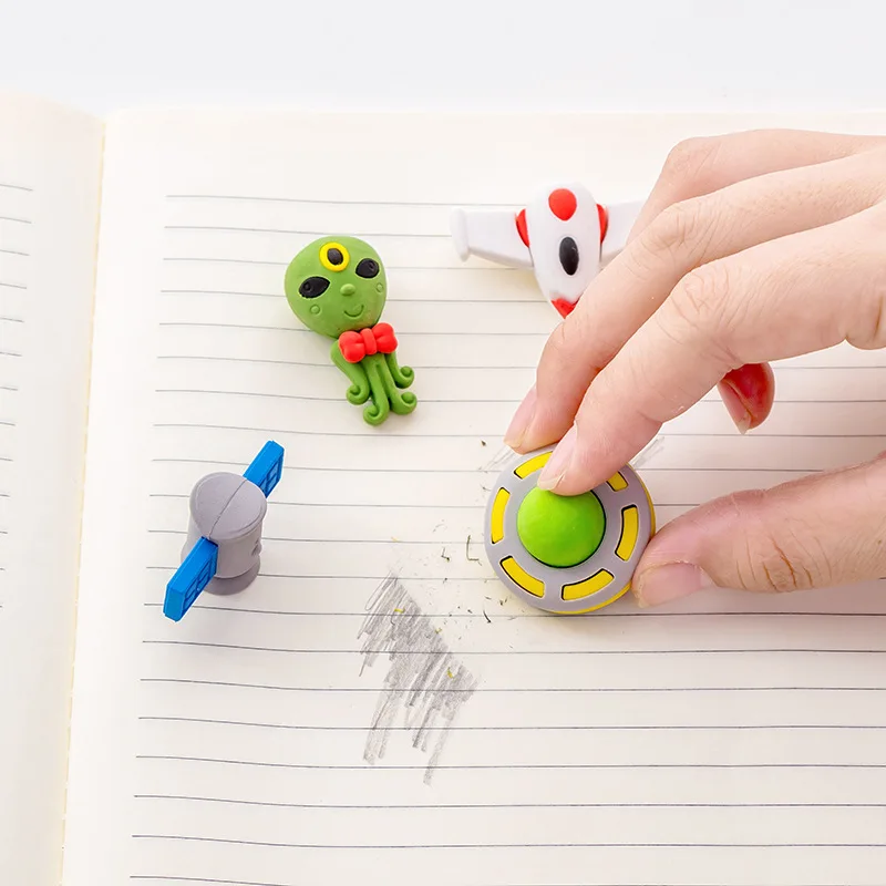1set Outer Space Cartoon Creative Eraser Kawaii Spaceman Cute Alien Student Gift Stationery Set Boy's | Канцтовары для офиса и