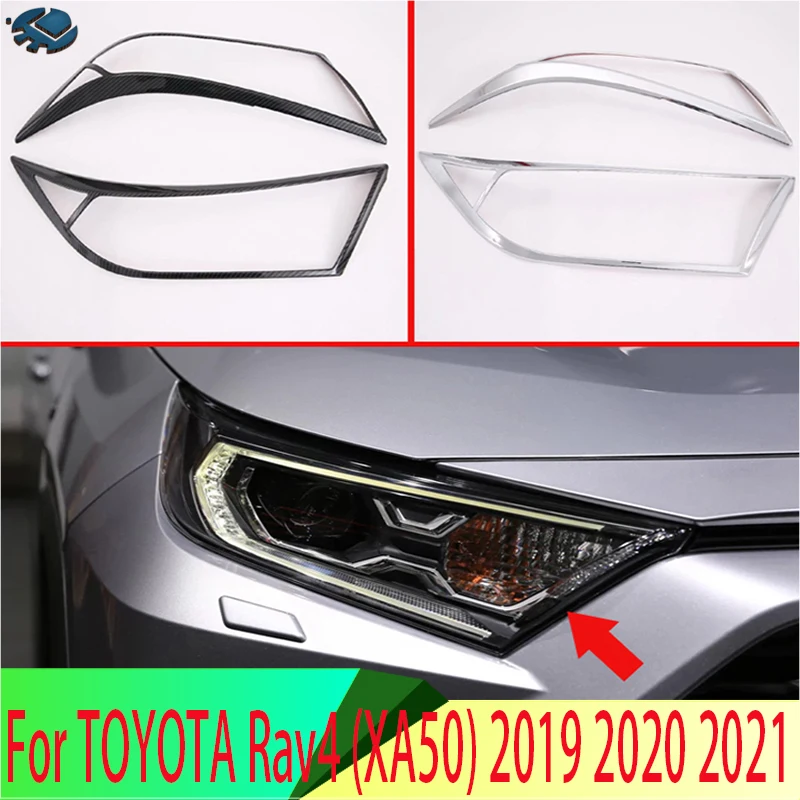 

Декоративные аксессуары для TOYOTA Rav4 (XA50) 2019 2020 2021, передняя фара, передсветильник РА, крышка лампы, молдинг, рамка, Стайлинг автомобиля