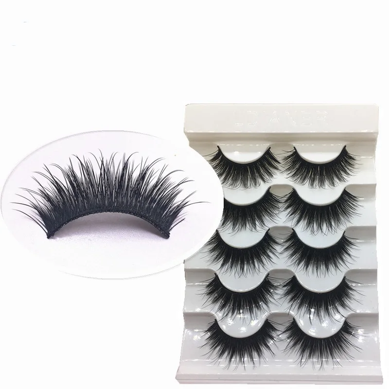 Норковые накладные ресницы 5 пар объемные густые уголки натуральные долговечные