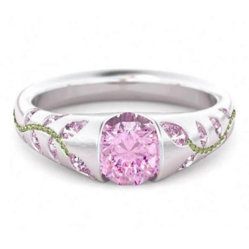 

Exquisite Romantic Glass Filled Finger Rings for Women Multicolor Glass Filled Elegant Leaf Flower Engagement Accessories