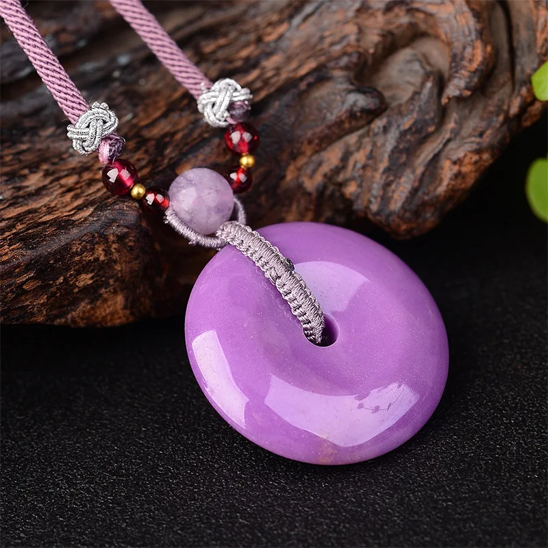 Оптовая продажа фиолетовая натуральная слюда Каменная Резная подвеска кнопка
