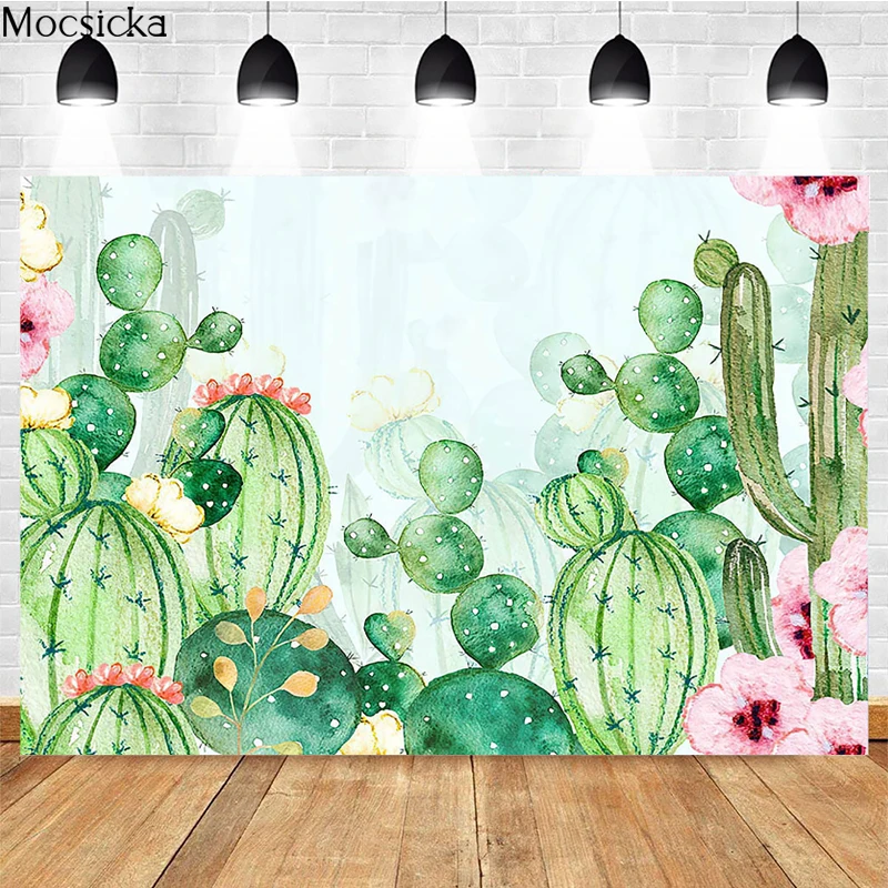 

Mocsicka Baby Shower Photography Background Summer Cactus Decoration Props Child Portrait Photo Backdrop Banner