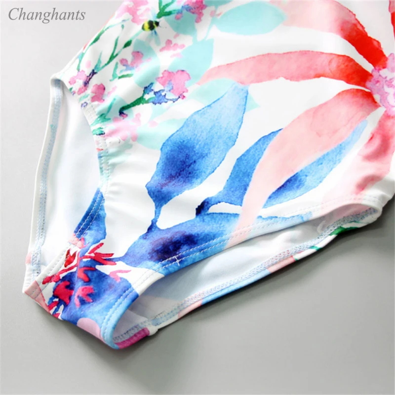 Children One Piece Swimsuit White with Colorful Flowers Print 1-6 Y Kids Sandy Beach Wear Girls Swimwear Baby Swimming Suit | Спорт и