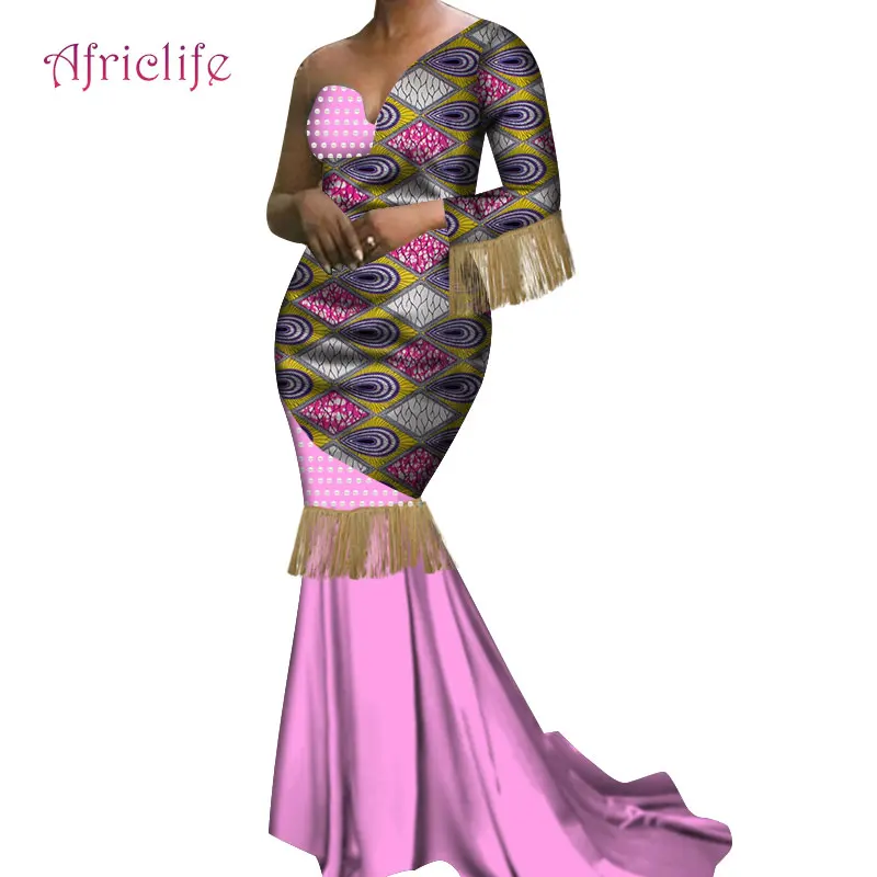 High-end Custom Wedding Party Evening Dress Fashion African Traditional Style Dresses Ankara Fabric Cotton Women Clothing WY5648