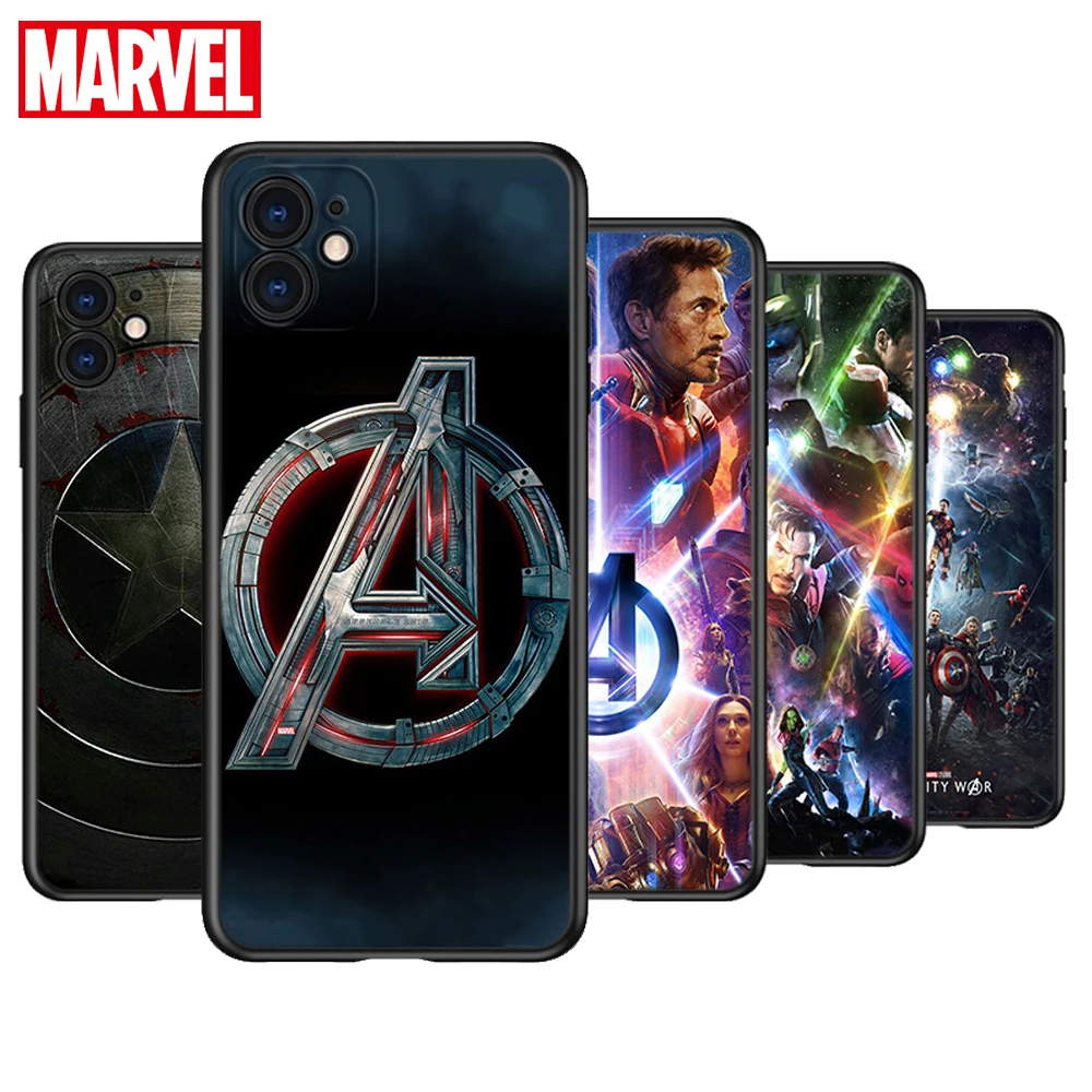 

Avengers Captain America Silicone Black Cover For Apple IPhone 12 Mini 11 Pro XS MAX XR X 8 7 6S 6 Plus 5S SE Phone Case