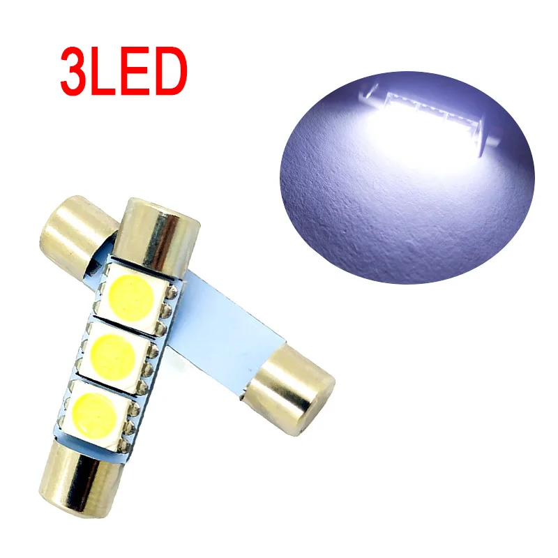 50 шт. Festoon Dome T6.3 28 мм 31 3 SMD 5050 Светодиодный светильник 3smd лампа автомобильный