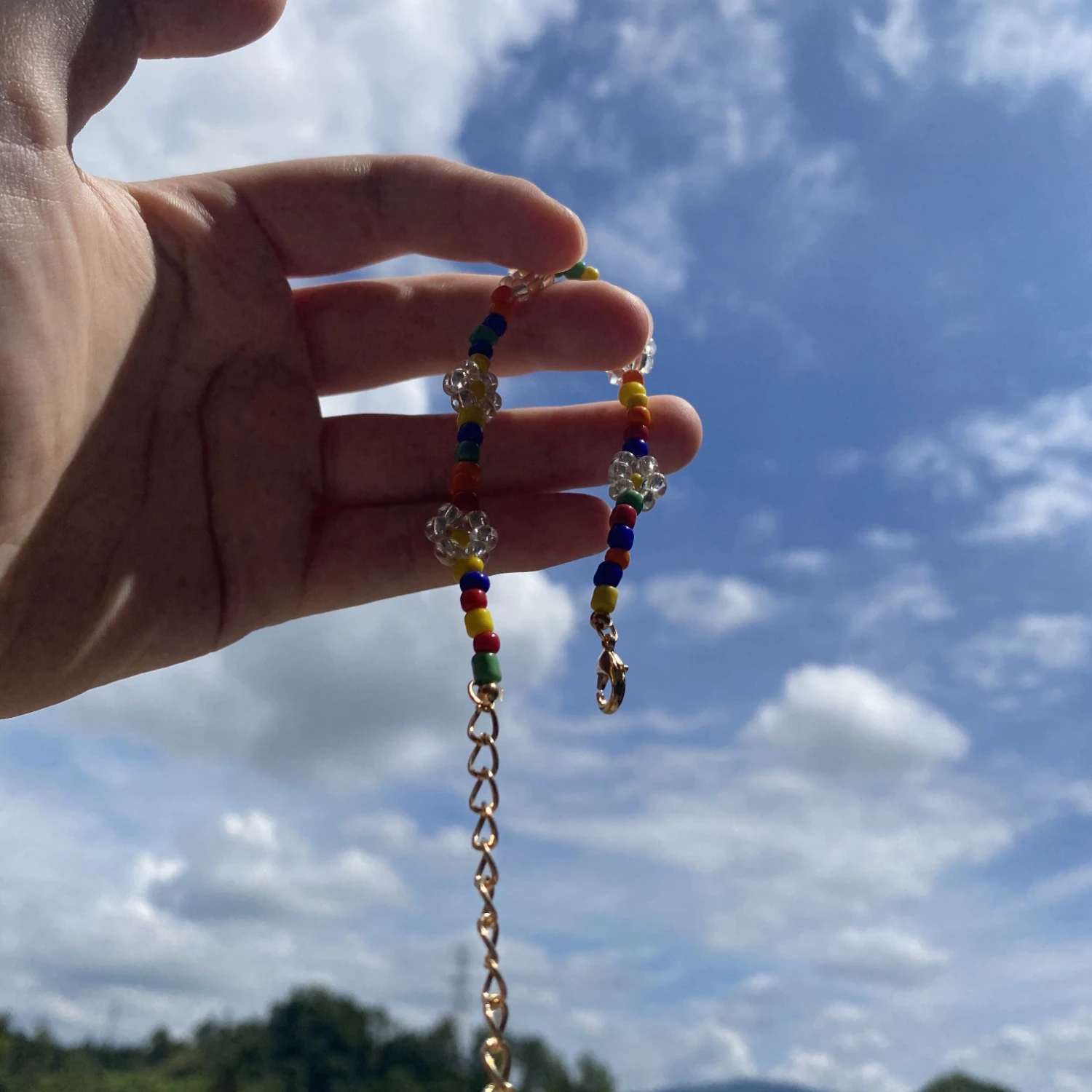 

Kpop Cute Flowers Daisy Bracelets Transparent Colorful Beaded Handmade Elastic Wristband Women's Jewellery