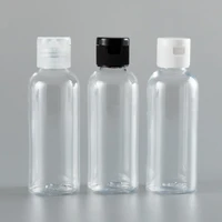 80ml x 50 empty transparent cosmetic pet refillable bottle with plastic flip top cap 80cc capacity shampoo container