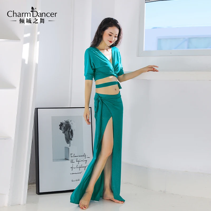 

2020 belly dance training clothing female water yarn breathable oriental dance training group uniform ZM311