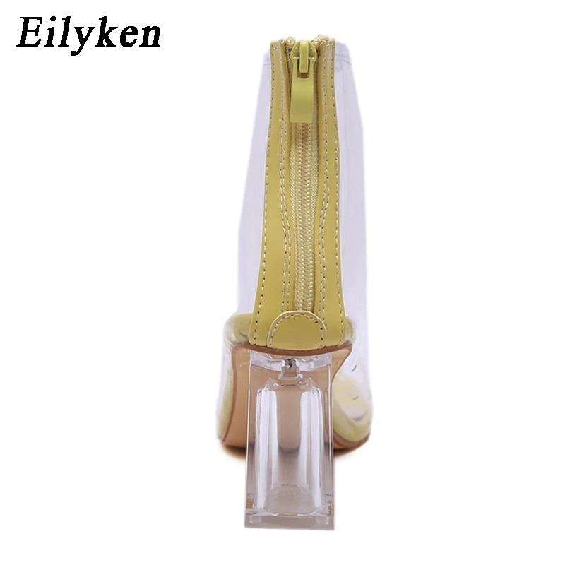 Eilyken/прозрачные ботильоны из ПВХ на высоком каблуке Осенние ботинки челси молнии