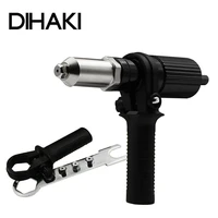 black alloy steel electric rivet gun drill adapter riveting tool with 2 4mm 3 2mm 4 0mm 4 8mm rivet head and handle wrench